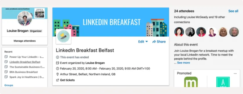 LinkedIn events banner